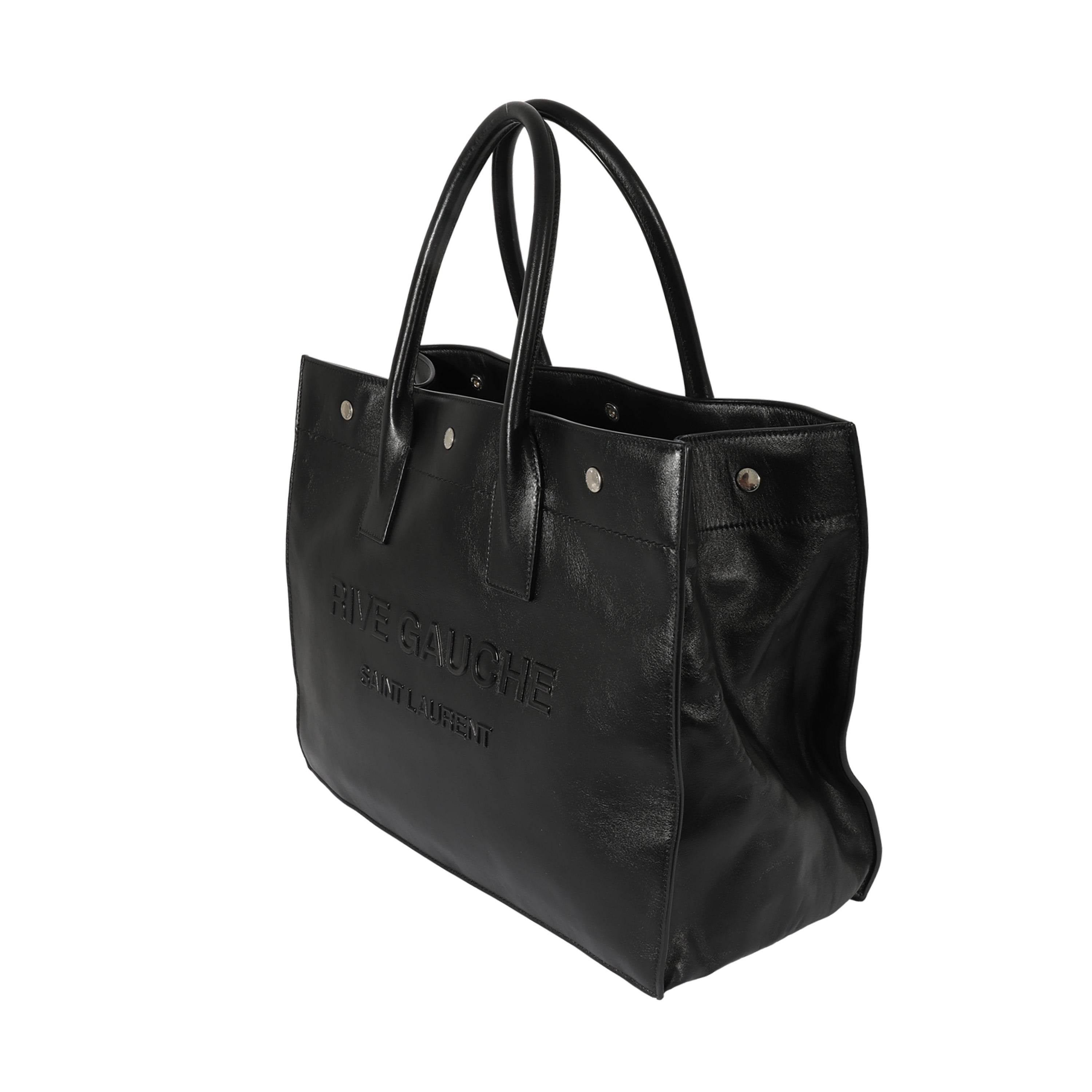 SAINT LAURENT Black Leather Small Rive Gauche Tote