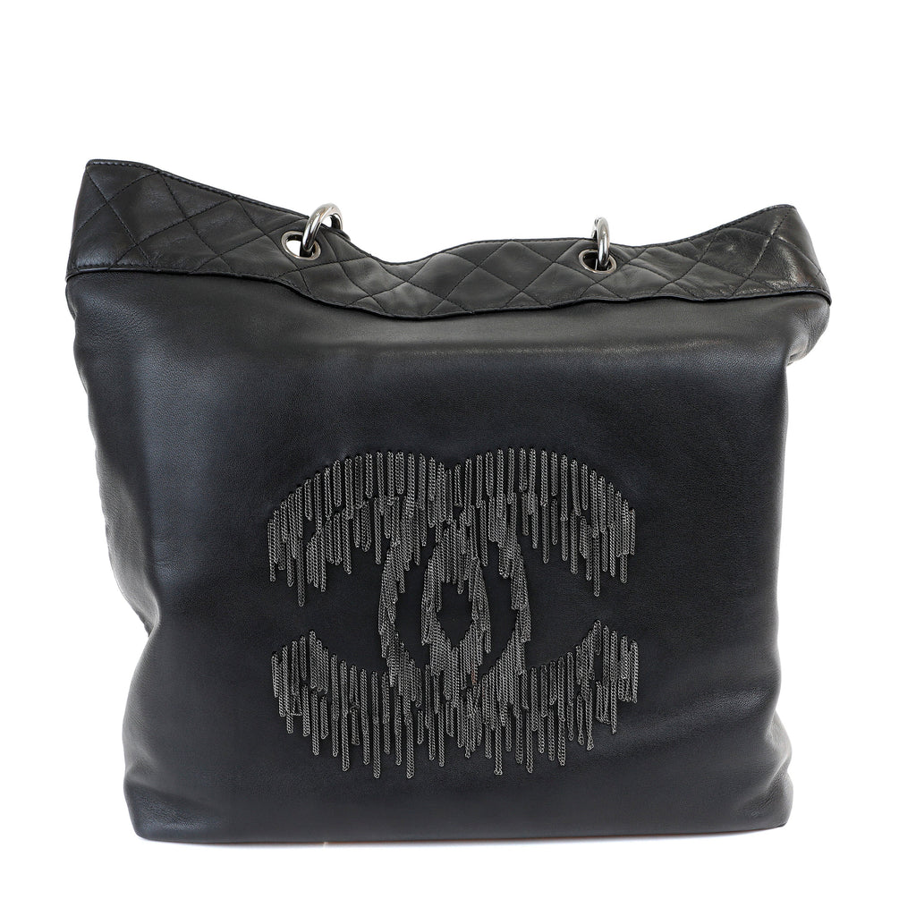 Chanel Black Lambskin Grand Cabernet Tote with Dripping Chains