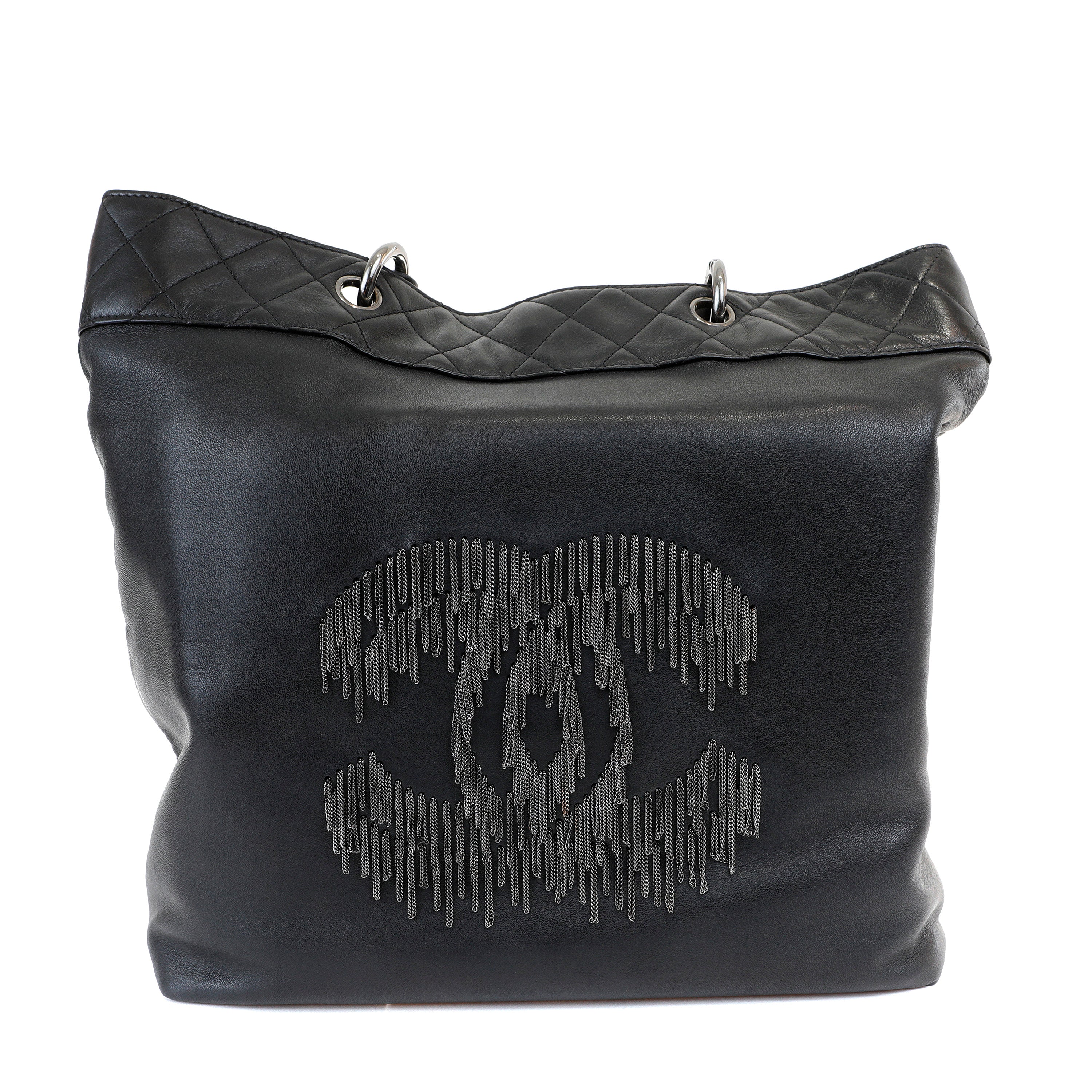 Chanel Black Lambskin Grand Cabernet Tote with Dripping Chains