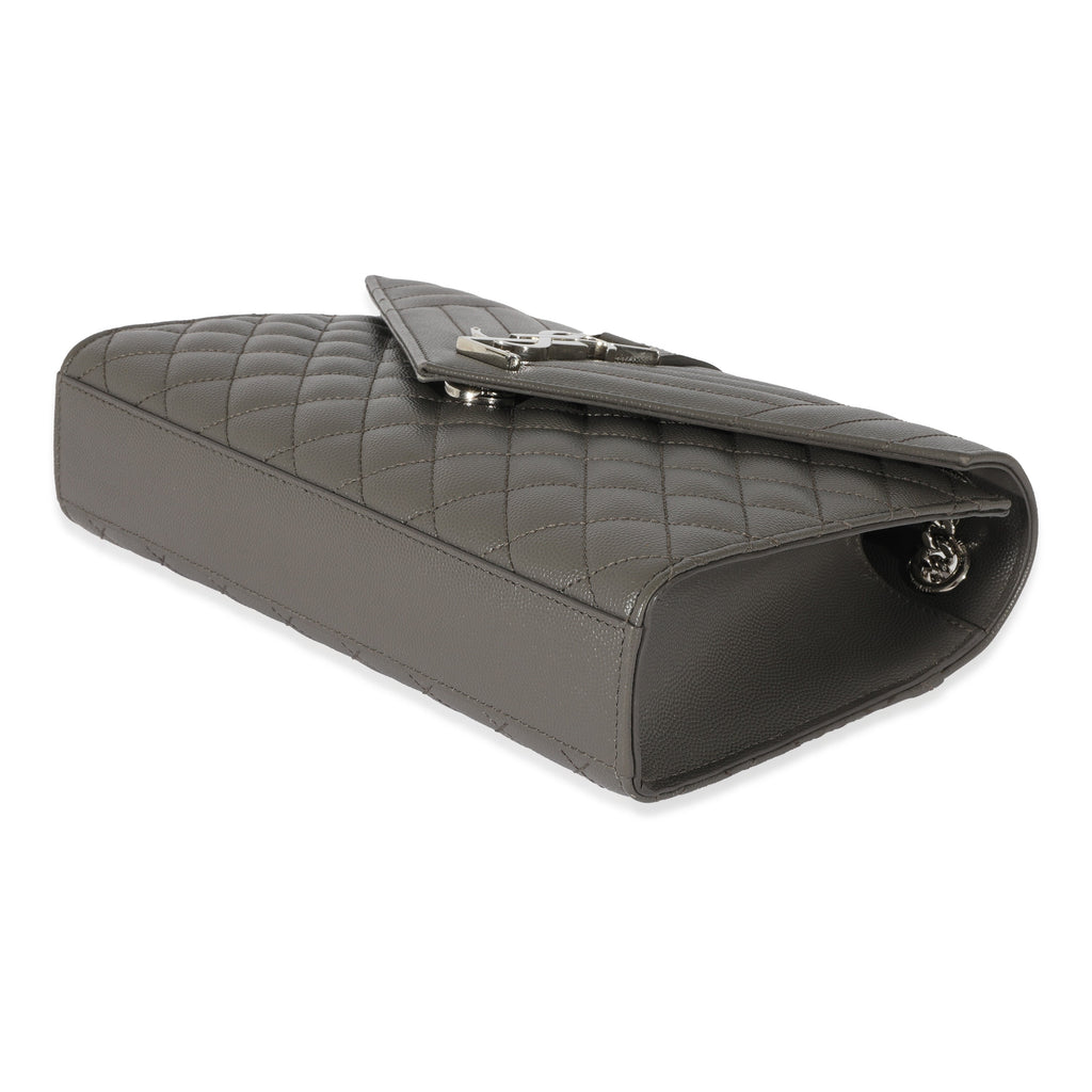 SAINT LAURENT Grey Grain De Poudre Medium Envelope In Mix Flap Bag