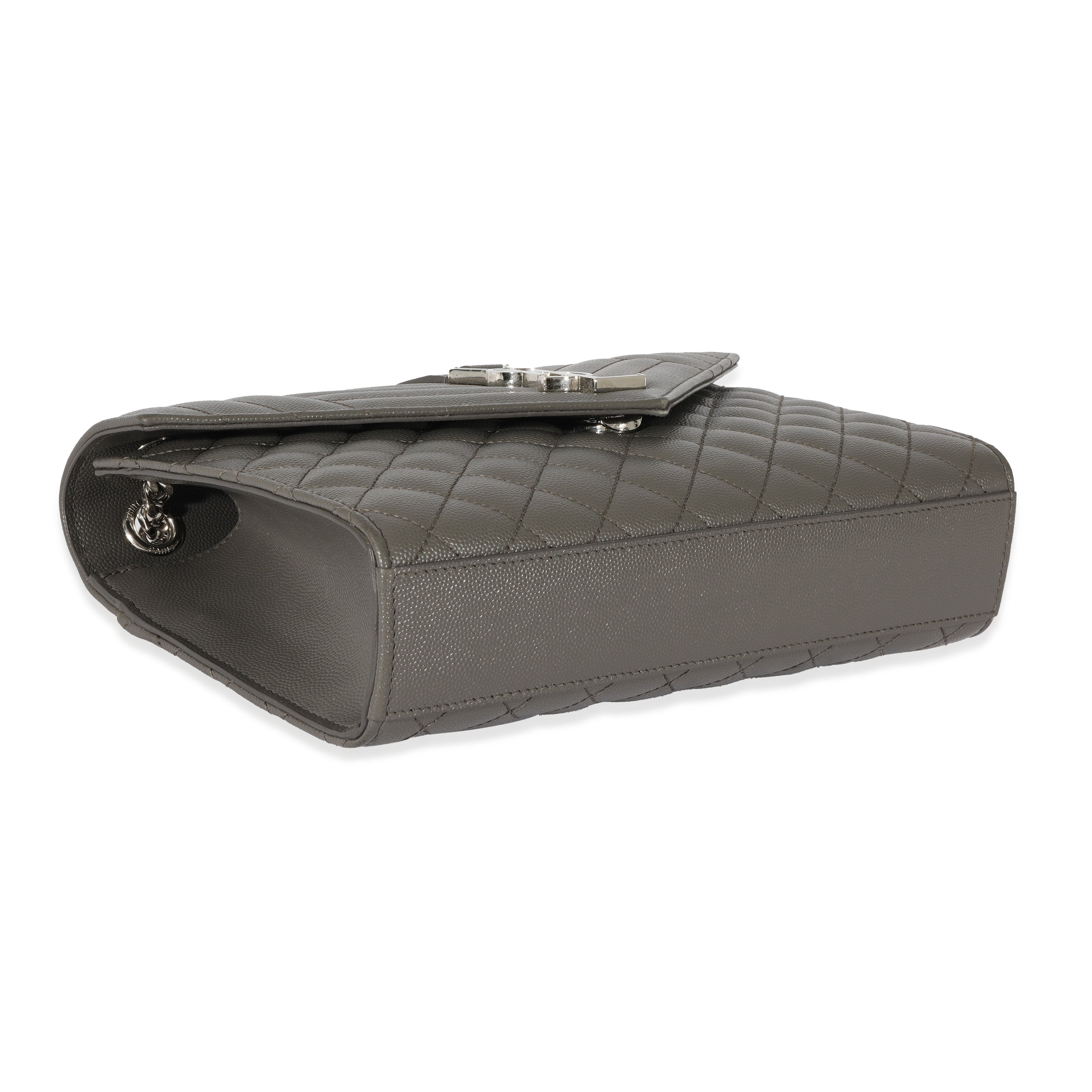 SAINT LAURENT Grey Grain De Poudre Medium Envelope In Mix Flap Bag