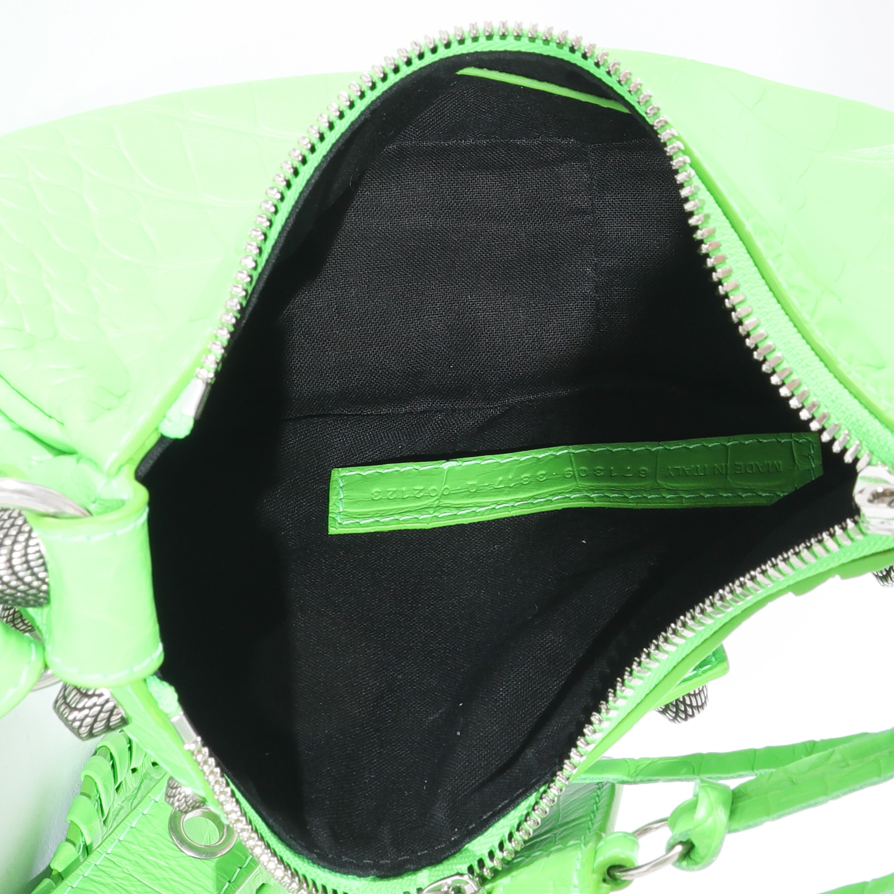 Balenciaga Neon Green Croc Embossed Le Cagole XS