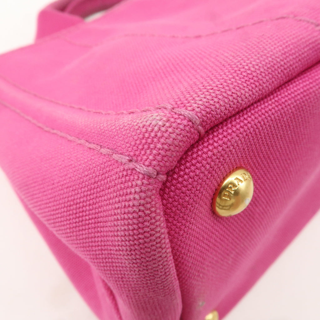 PRADA Canapa Mini Canvas Tote Bag Hand Bag Pink BN2439