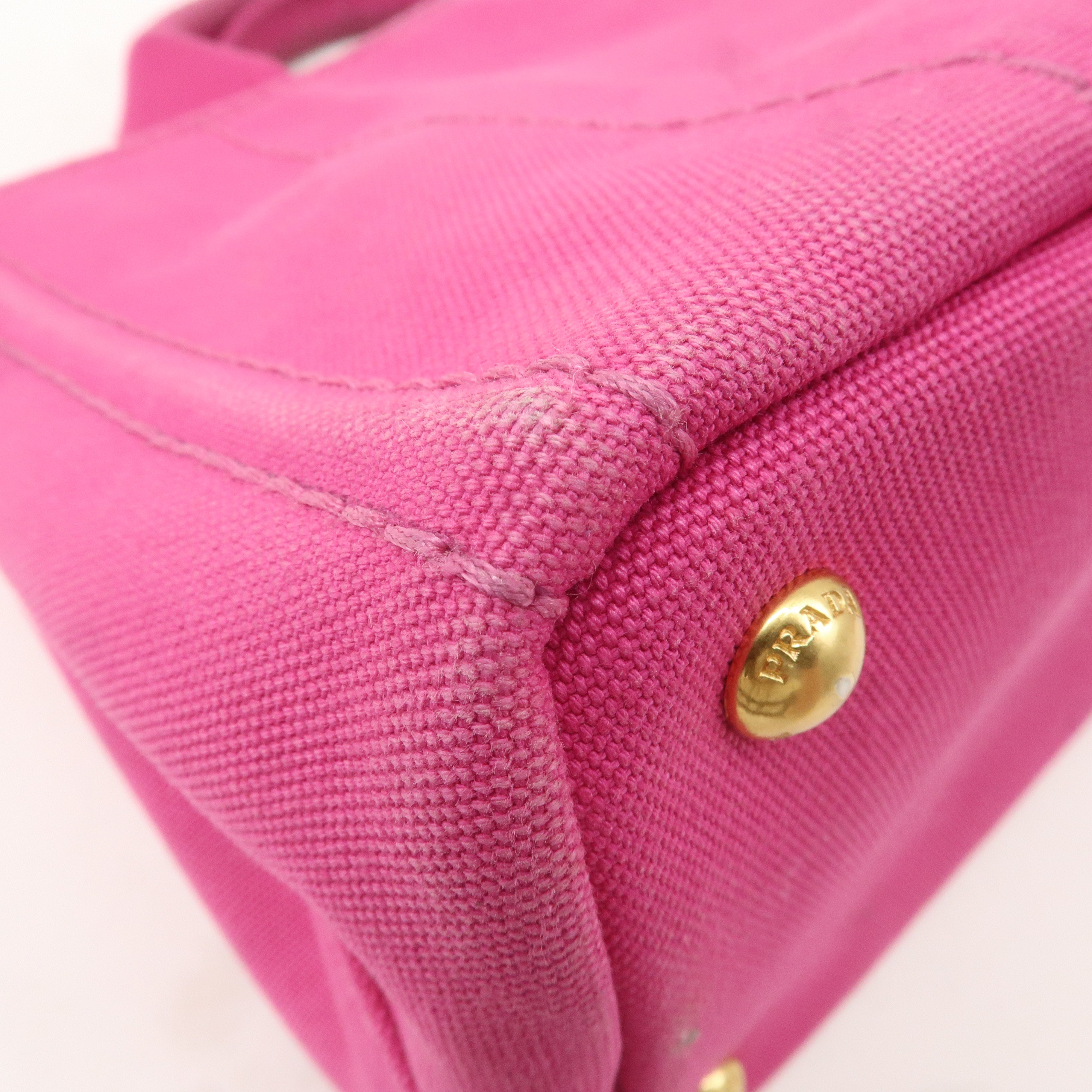 PRADA Canapa Mini Canvas Tote Bag Hand Bag Pink BN2439