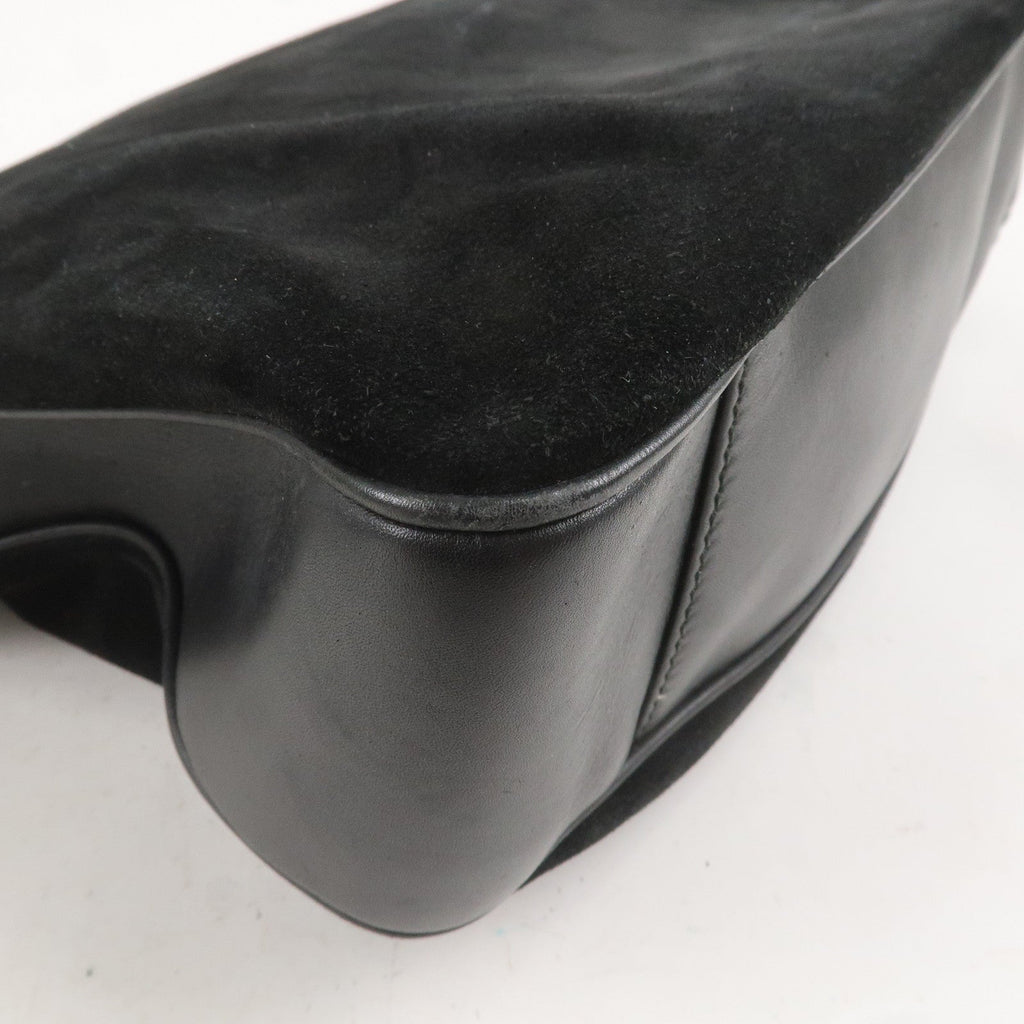 GUCCI Bamboo Suede Leather 2WAY Bag Black 001.1014.1577