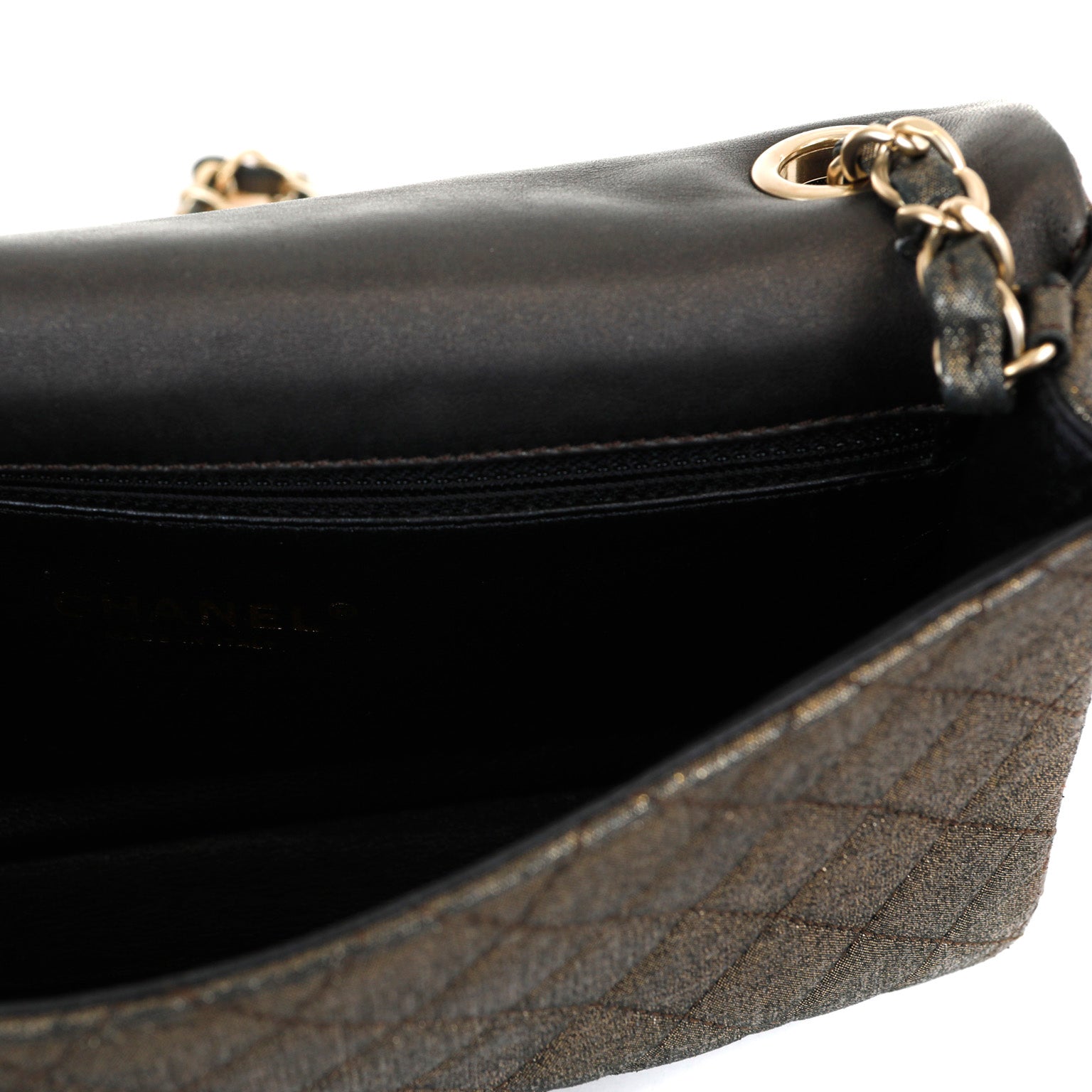 Chanel Metallic Black and Gold Crystal Flap Bag