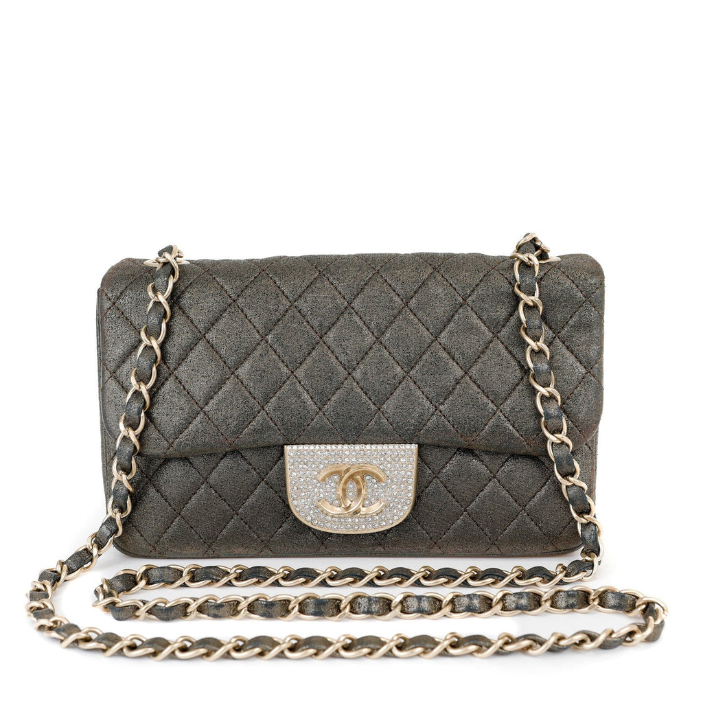 Chanel Metallic Black and Gold Crystal Flap Bag