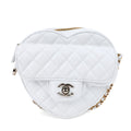 Chanel White Lambskin Mini Heart Bag with Gold Hardware