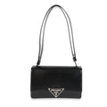 Prada Black Brushed Spazzolato Emblème Flap Bag