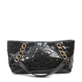 Chanel Black Patent Leather Perforated CC Tote
