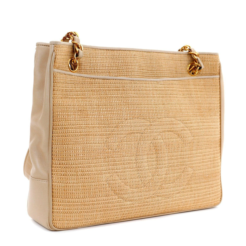 Chanel Vintage Raffia CC Tote