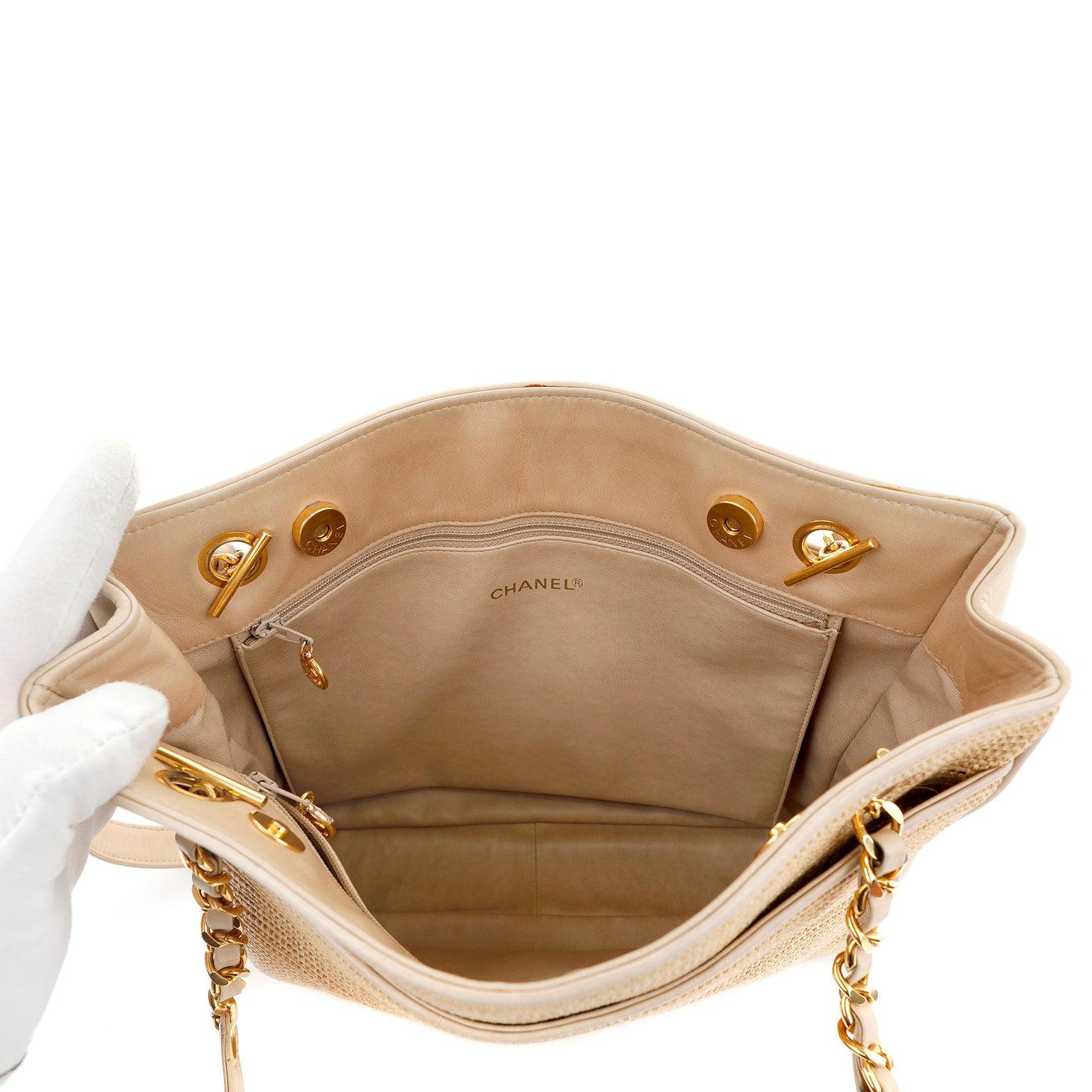 Chanel Vintage Raffia CC Tote