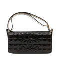 Chanel Black Patent Leather Chocolate Bar Quilted CC Shoulder Bag