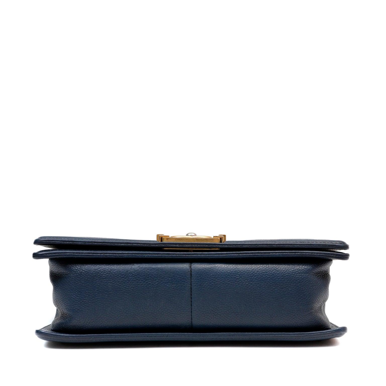 Chanel Navy Caviar Boy Bag w/ Gold Hardware