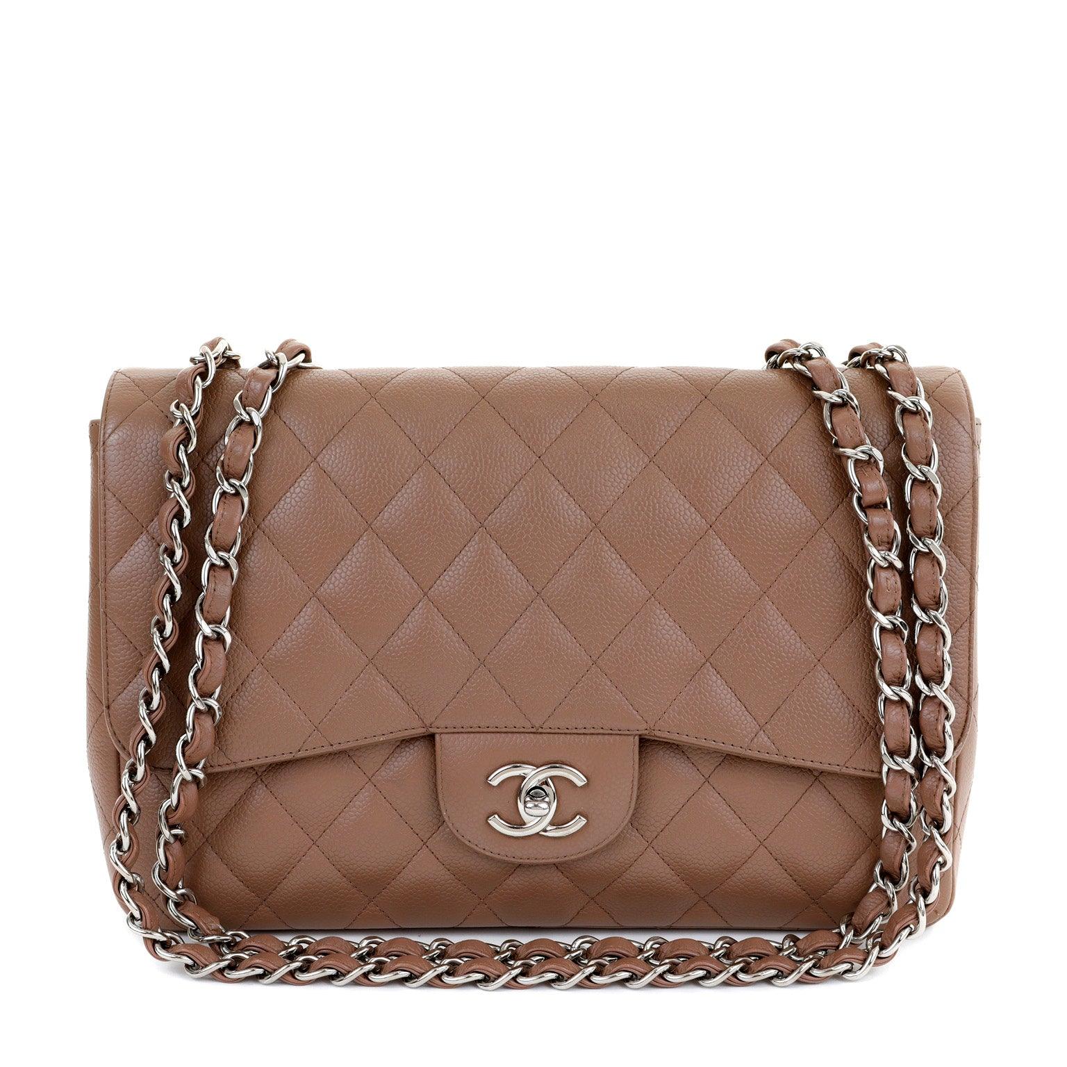 Chanel Caramel Caviar Jumbo Classic w/ Silver Hardware