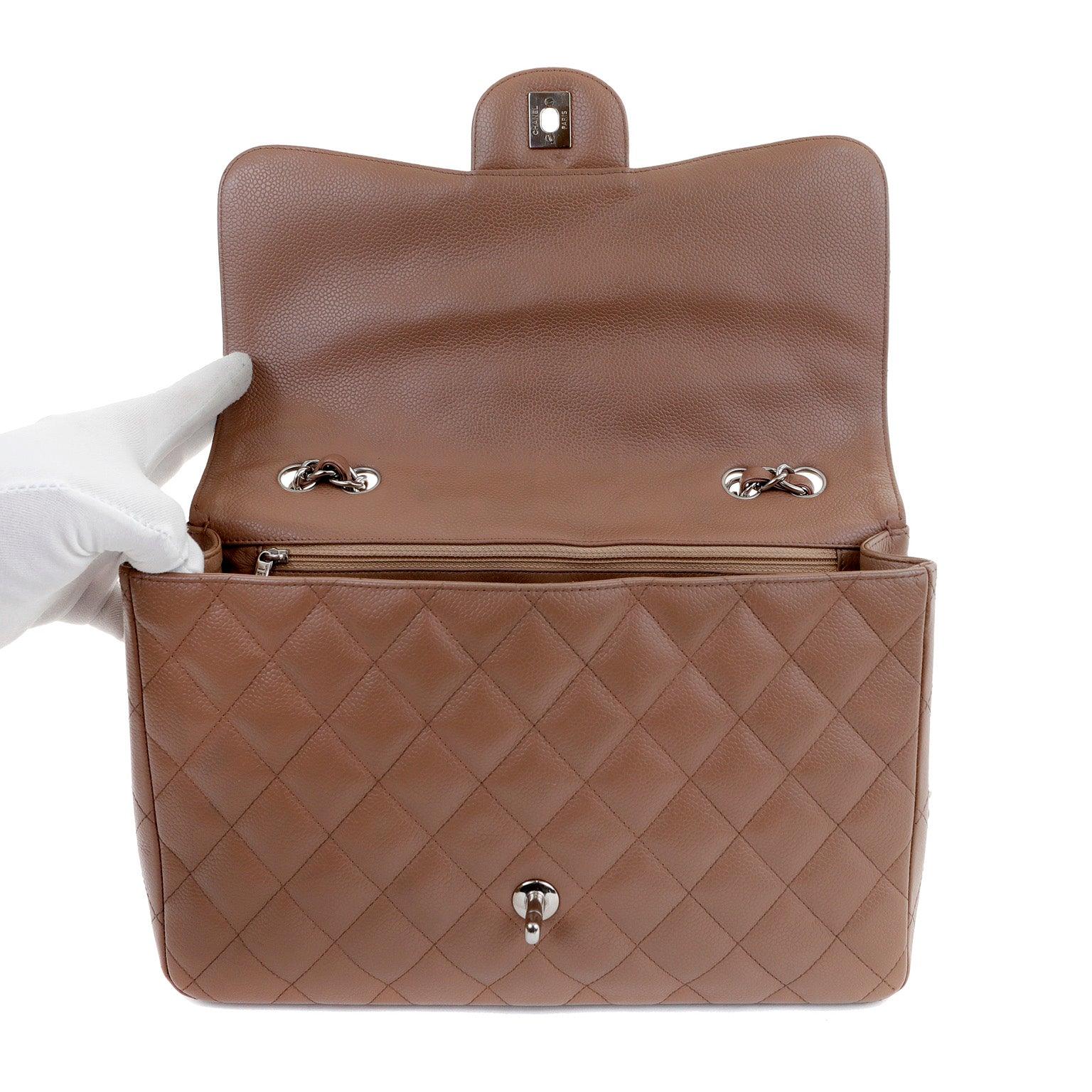 Chanel Caramel Caviar Jumbo Classic w/ Silver Hardware
