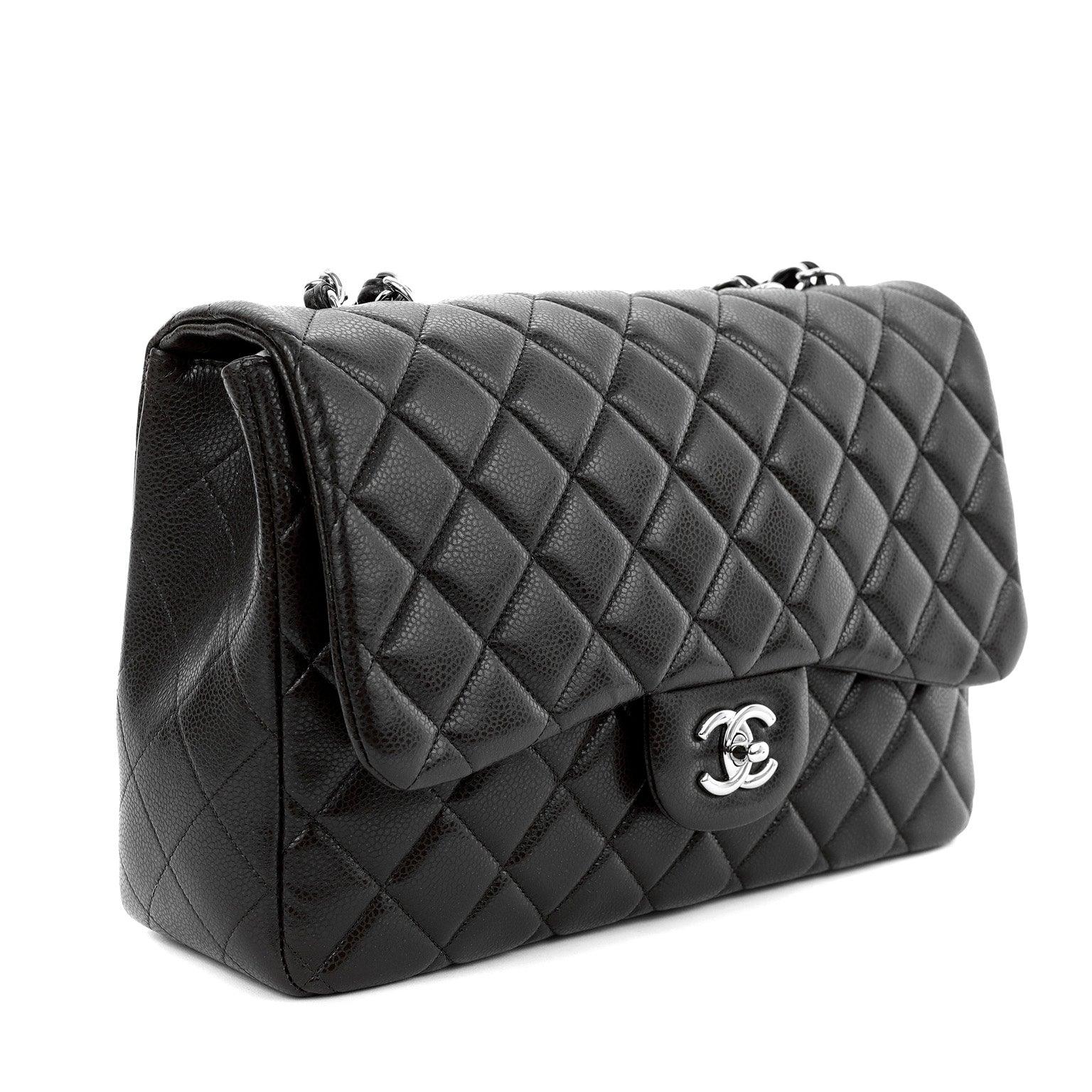 Chanel Chocolate Brown Caviar Jumbo Classic w/ Silver Hardware