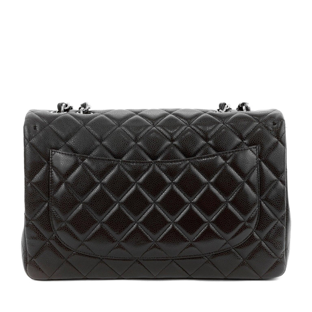Chanel Chocolate Brown Caviar Jumbo Classic w/ Silver Hardware