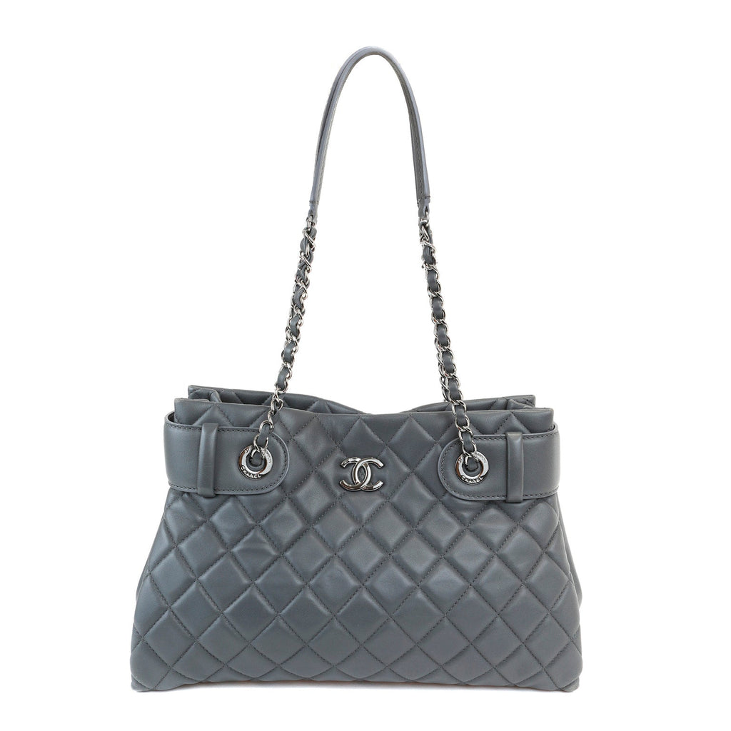 Chanel Graphite Lambskin Small Tote w/ Silver Hardware