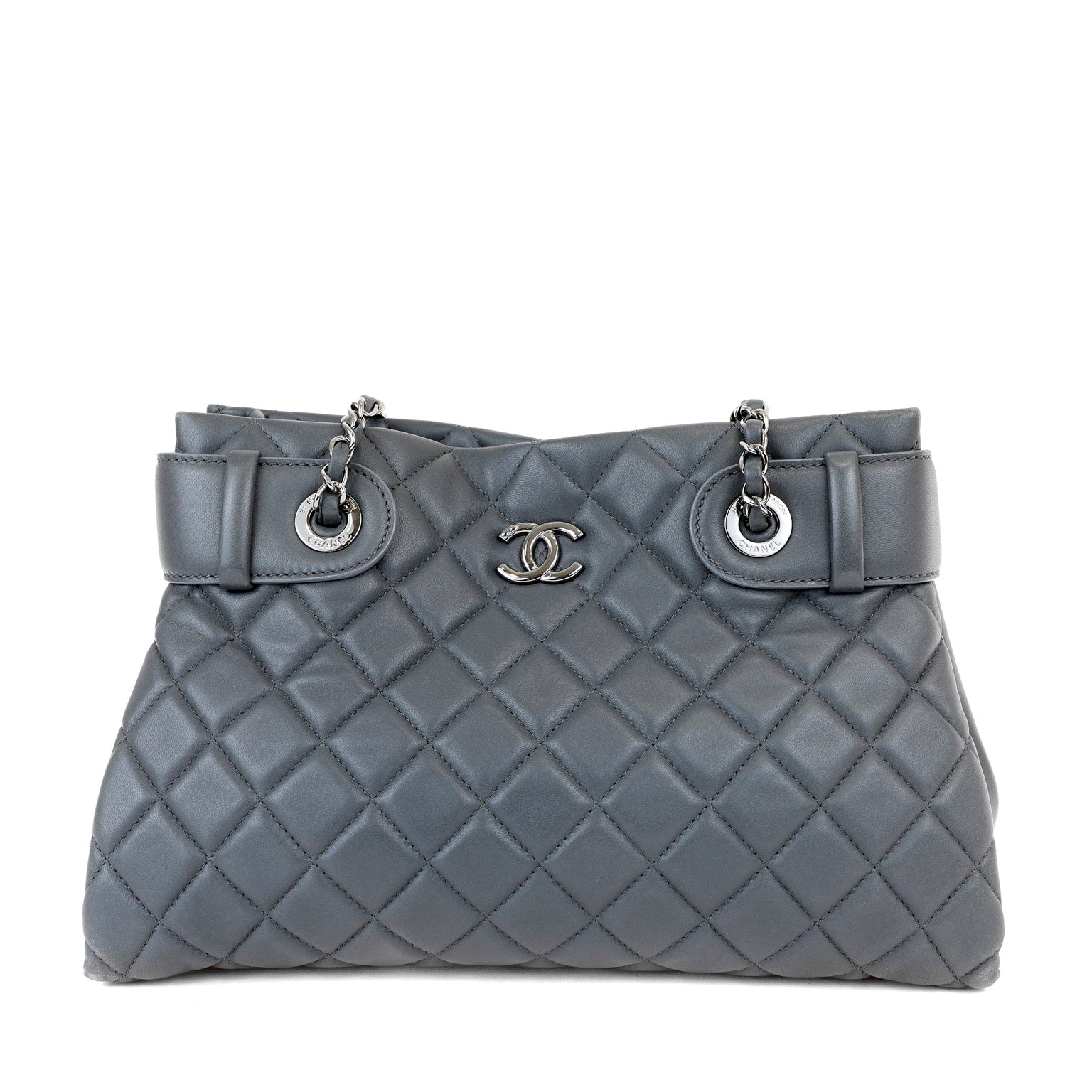 Chanel Graphite Lambskin Small Tote w/ Silver Hardware