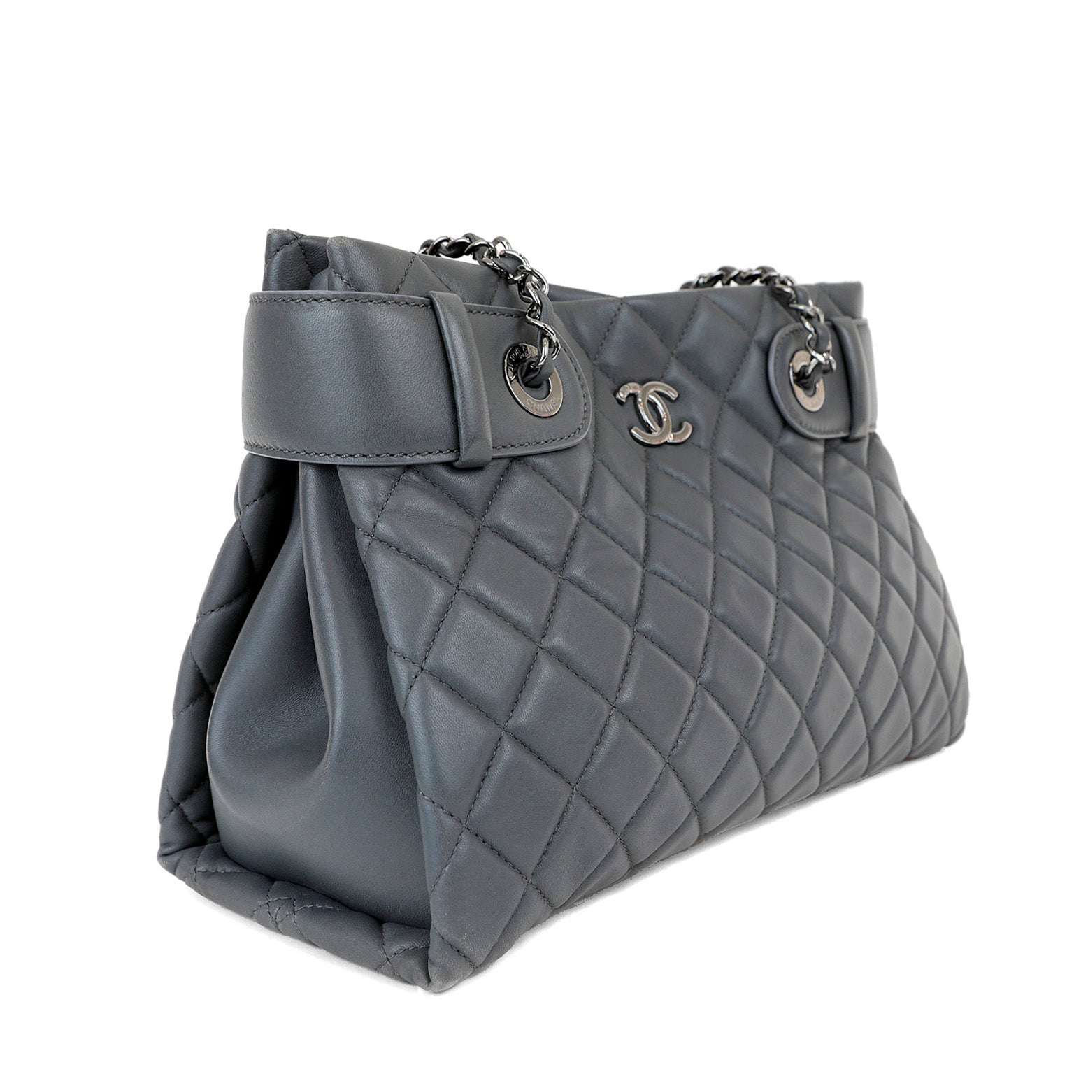 Chanel Graphite Lambskin Small Tote w/ Silver Hardware