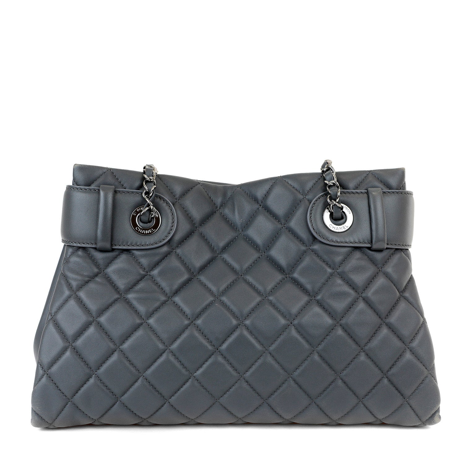 Chanel Graphite Lambskin Small Tote w/ Silver Hardware