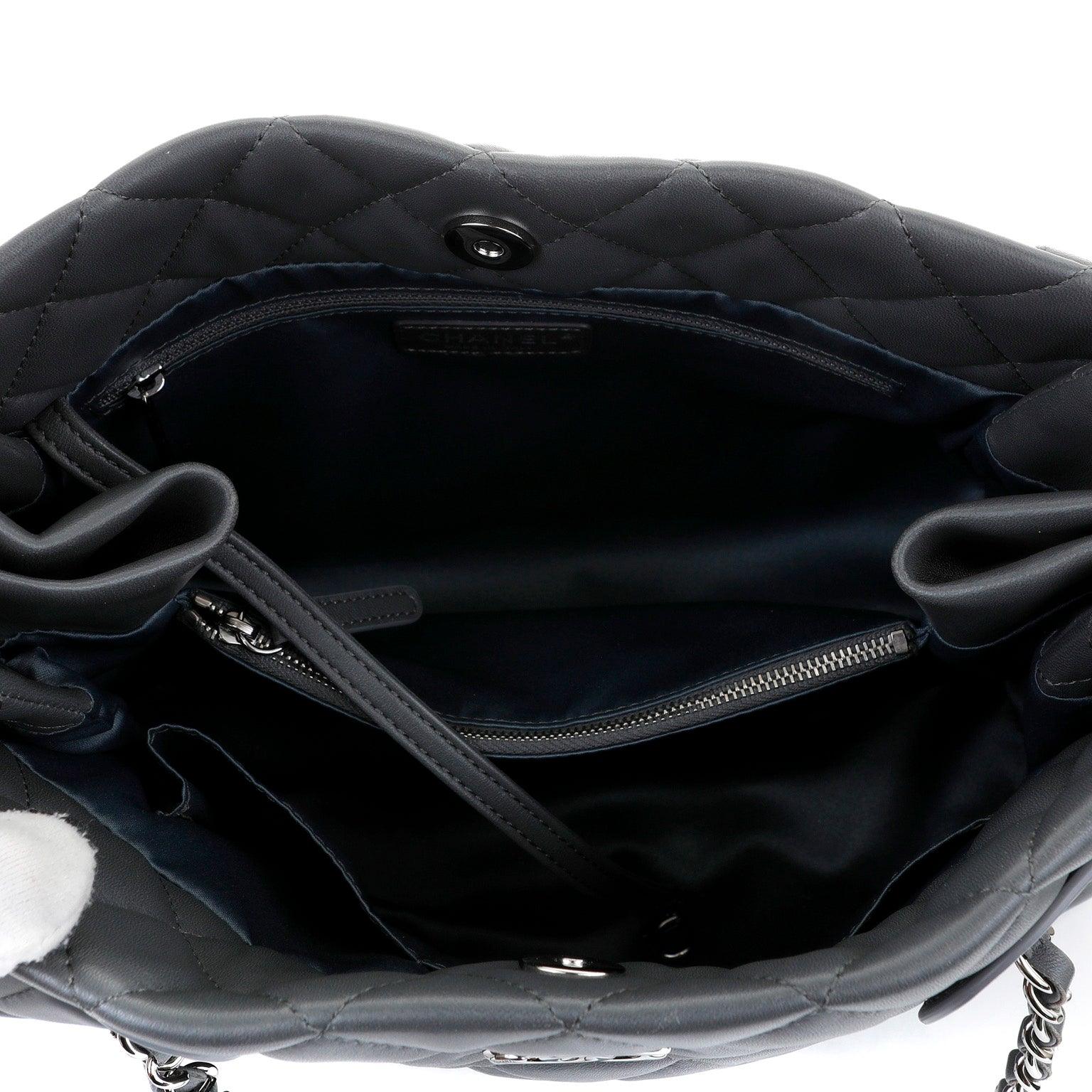 Chanel Graphite Lambskin Small Tote w/ Silver Hardware