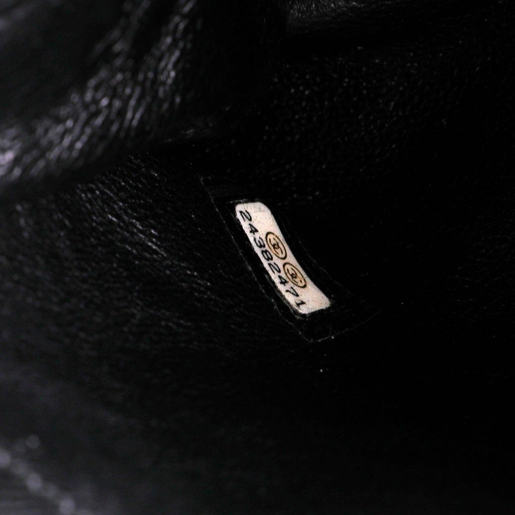 Chanel Black Caviar Lizard Coco Handle Small Flap Bag with Gold Hardware