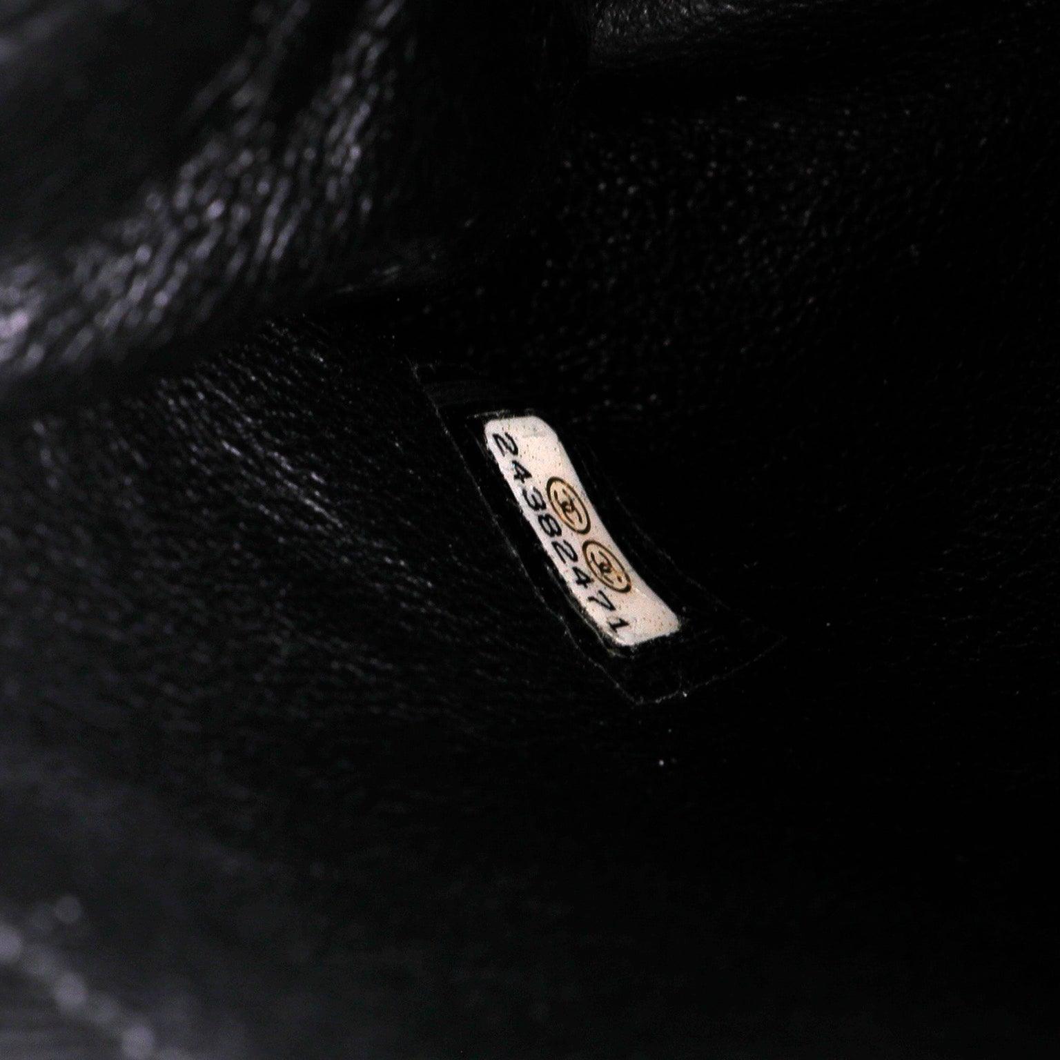 Chanel Black Caviar Lizard Coco Handle Small Flap Bag with Gold Hardware