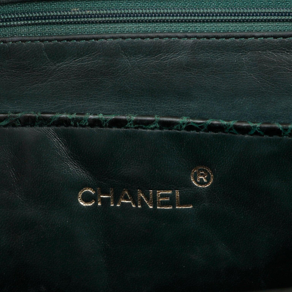 Chanel Dark Green Crocodile Tote Briefcase w/ Gold Hardware