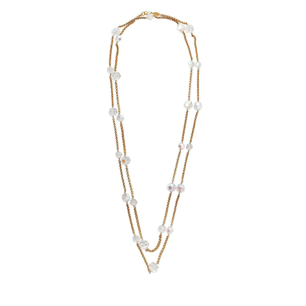 Chanel Gold Crystal Sautoir  Necklace