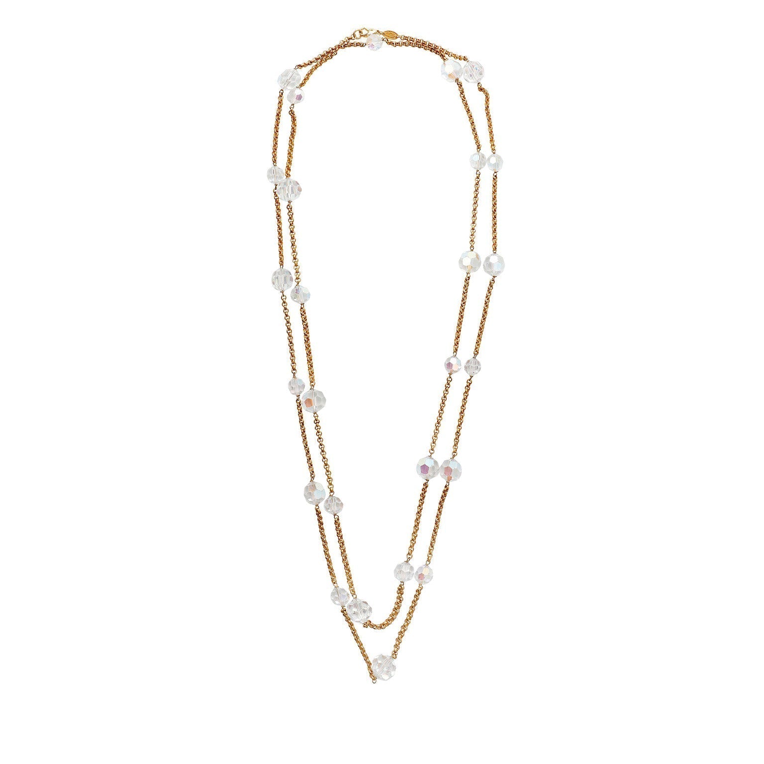 Chanel Gold Crystal Sautoir  Necklace