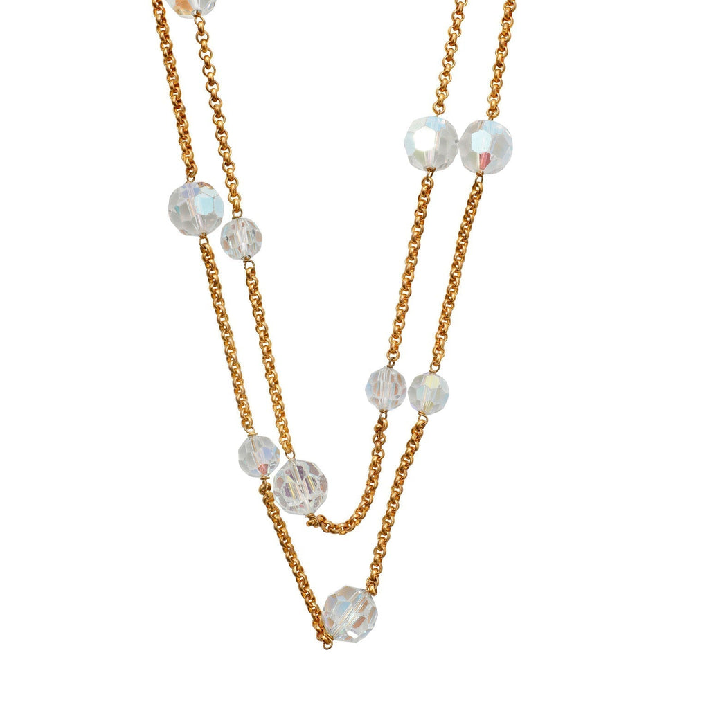 Chanel Gold Crystal Sautoir  Necklace