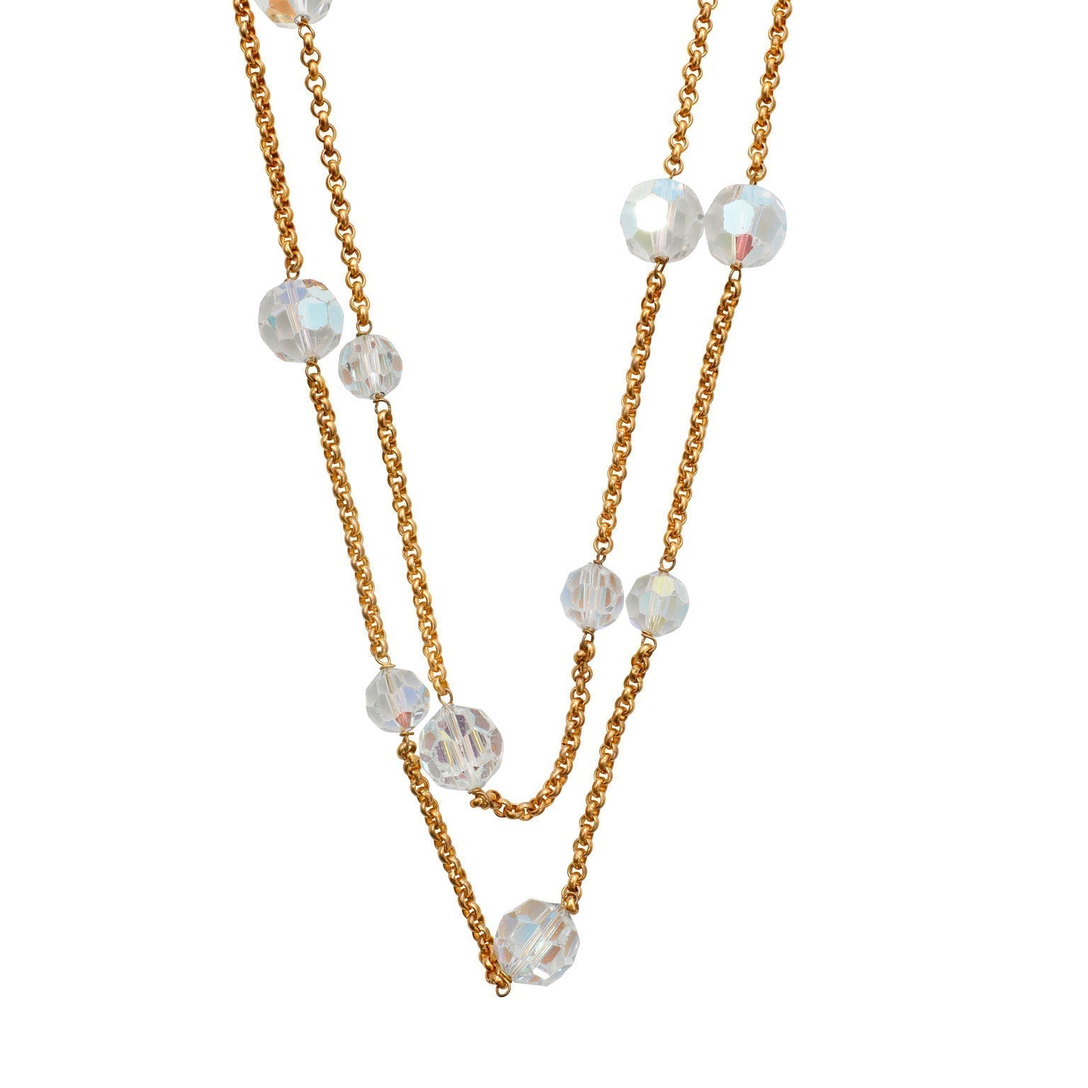 Chanel Gold Crystal Sautoir  Necklace