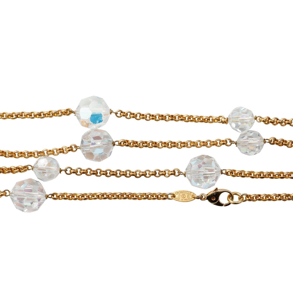 Chanel Gold Crystal Sautoir  Necklace
