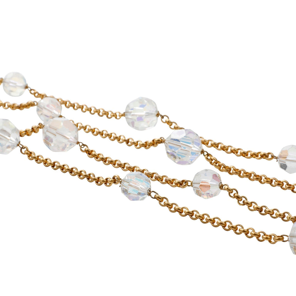 Chanel Gold Crystal Sautoir  Necklace