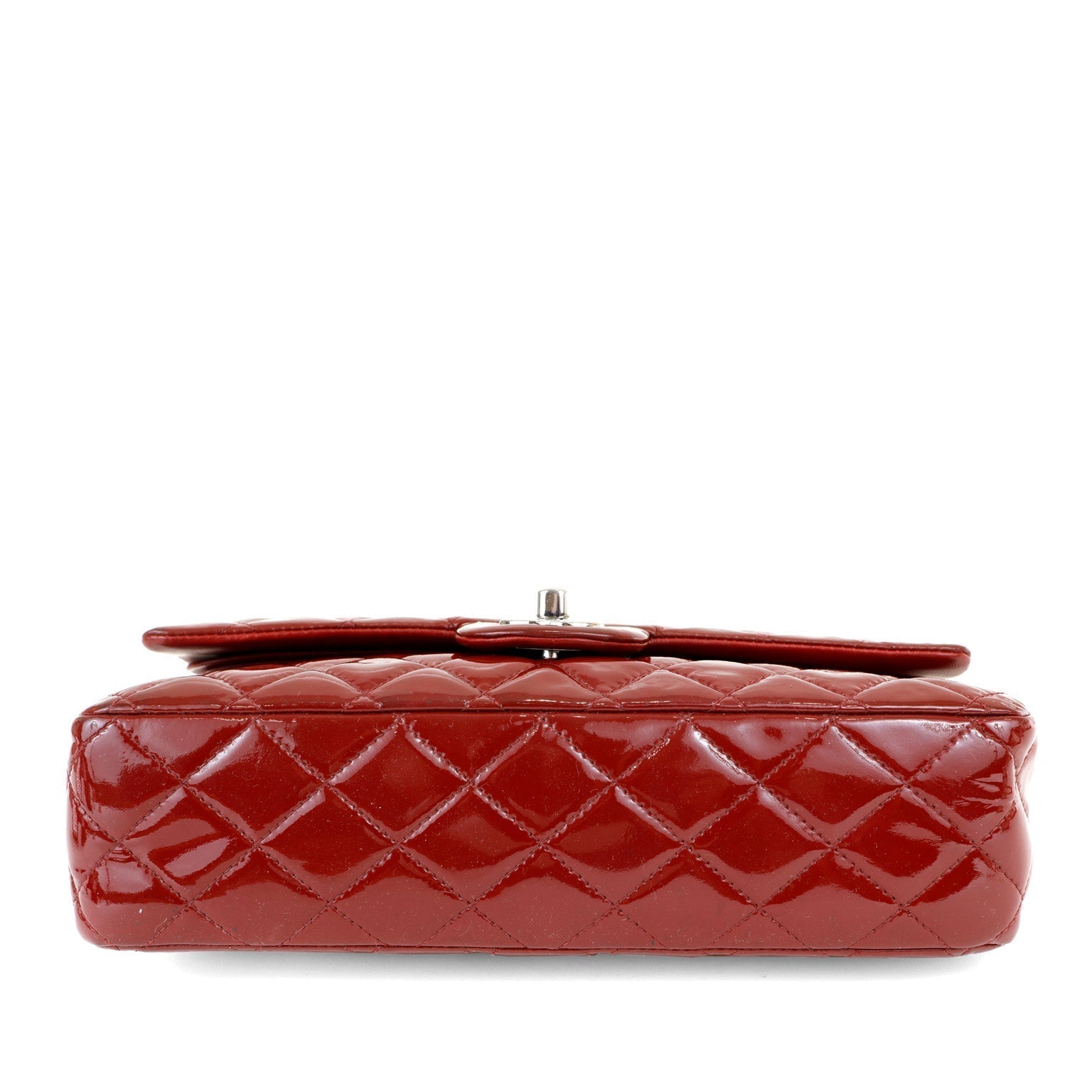 Chanel Dark Red Patent Leather Medium Classic with Silver Hardware