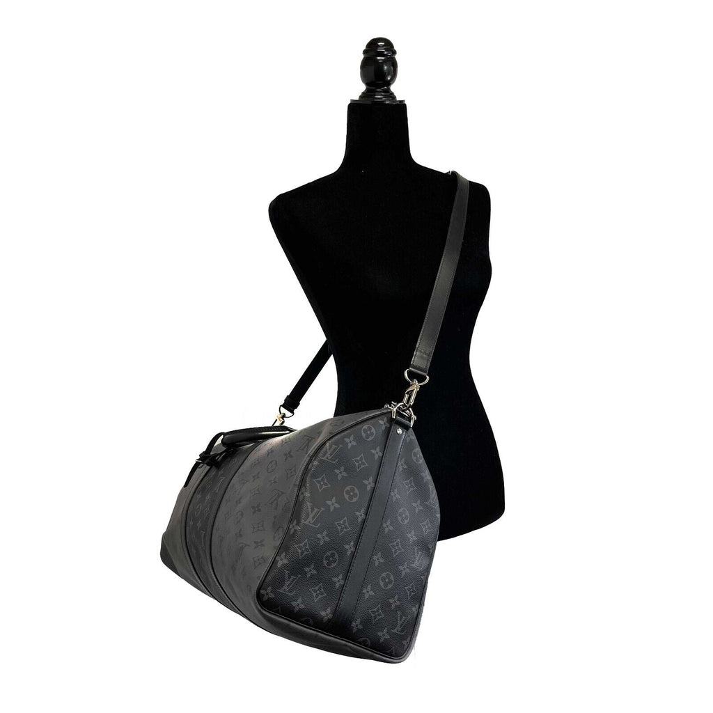 LOUIS VUITTON Keepall Bandouliere 50 Reverse Monogram Eclipse Black Handbag