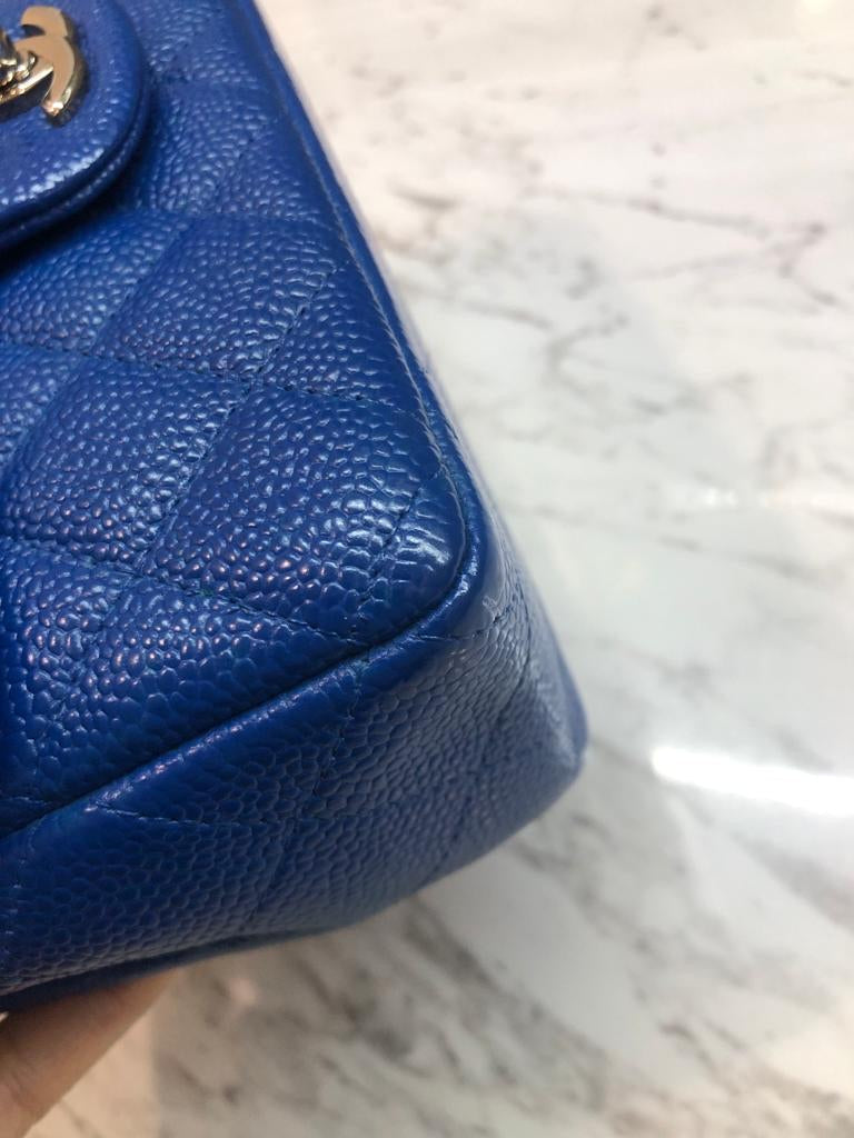 Chanel Caviar Blue Quilted Classic Flap Mini SHW