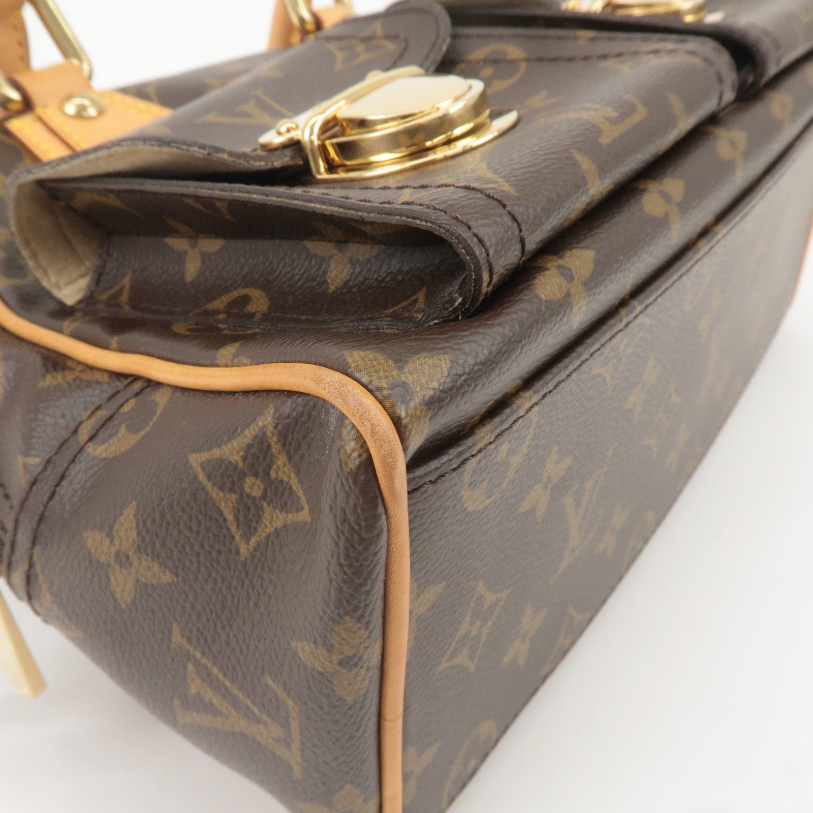 Louis Vuitton Monogram Manhattan PM Hand Bag Brown M40026