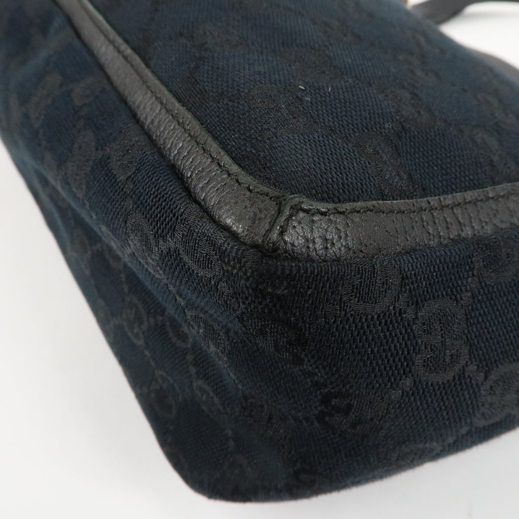 GUCCI Abbey GG Canvas Leather Tote Bag Hand Bag Black 146247