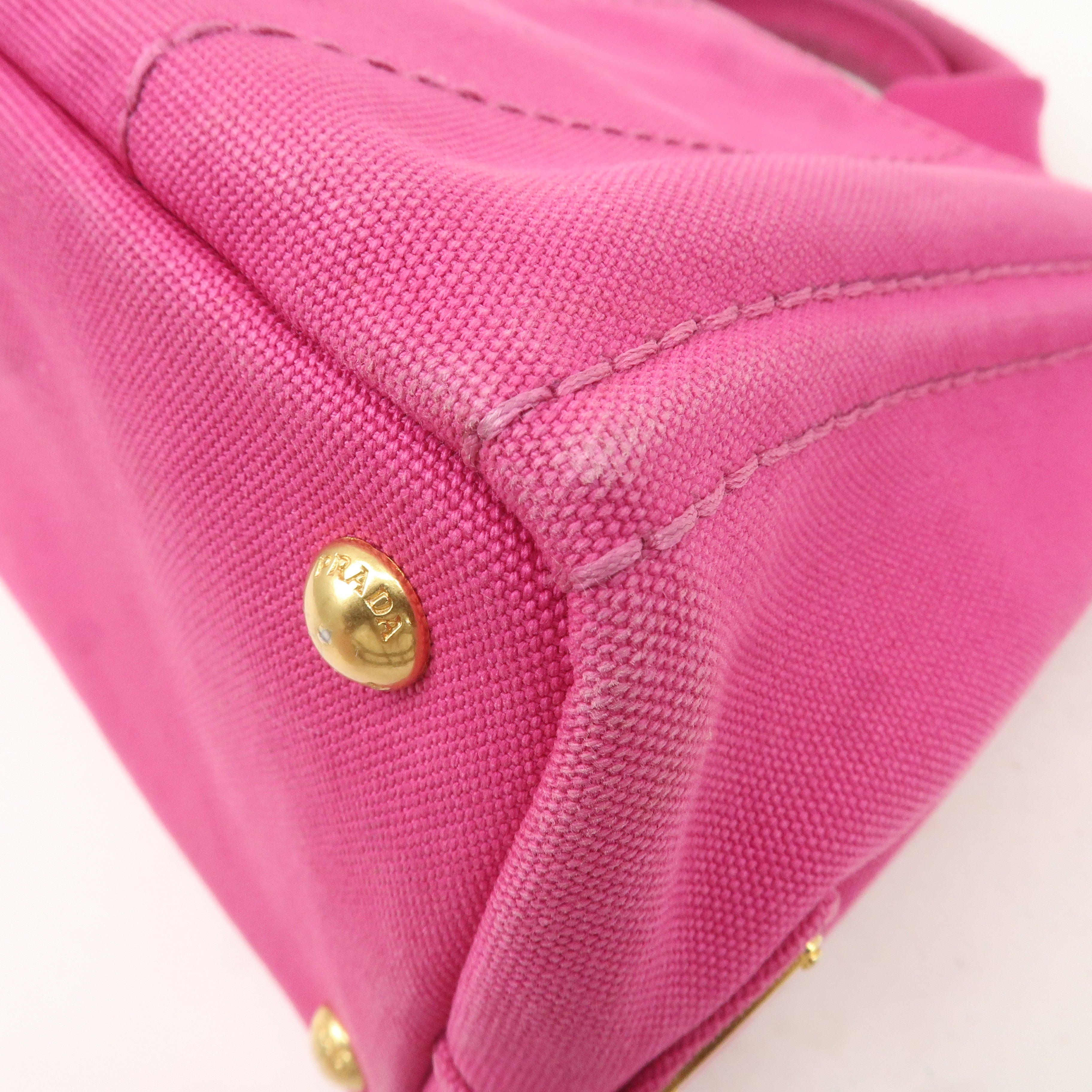 PRADA Canapa Mini Canvas Tote Bag Hand Bag Pink BN2439