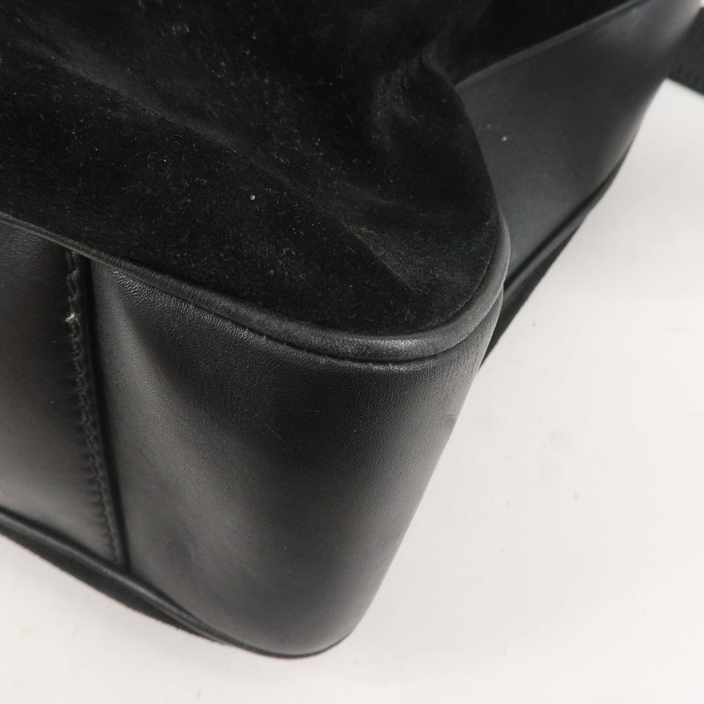 GUCCI Bamboo Suede Leather 2WAY Bag Black 001.1014.1577