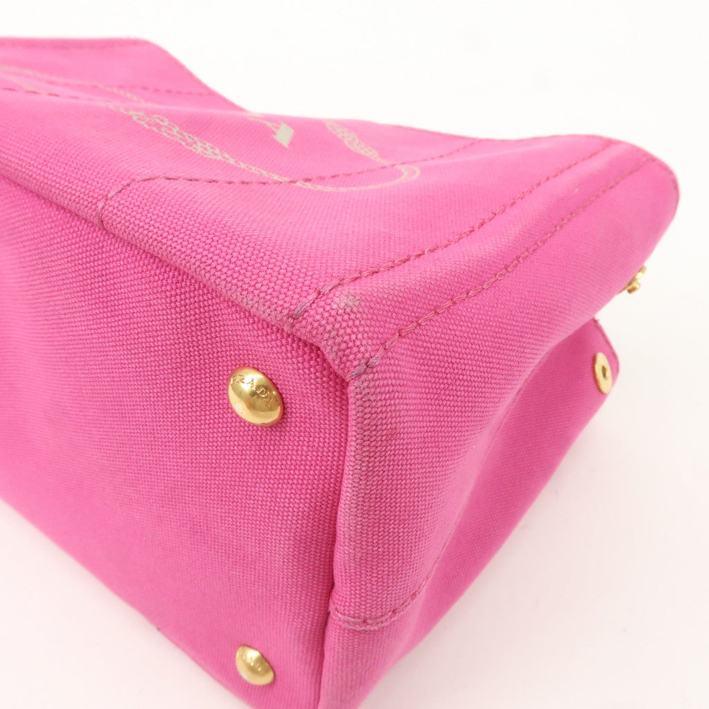 PRADA Logo Canapa Mini Canvas 2Way Shoulder Bag Pink B2439G