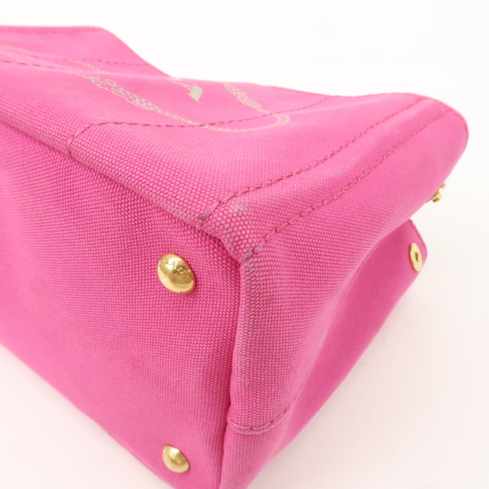 PRADA Logo Canapa Mini Canvas 2Way Shoulder Bag Pink B2439G