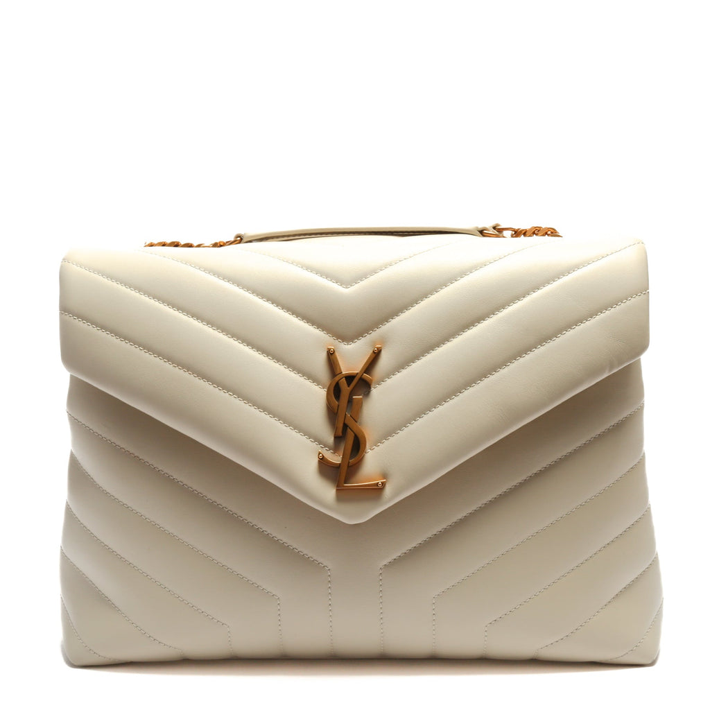 SAINT LAURENT Lou Lou Medium Chain Bag- Blanc Vintage (Off White)