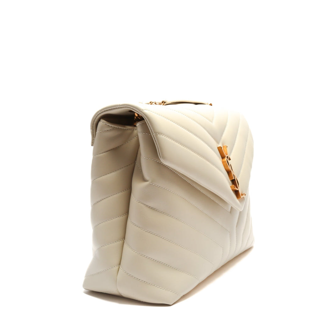 SAINT LAURENT Lou Lou Medium Chain Bag- Blanc Vintage (Off White)