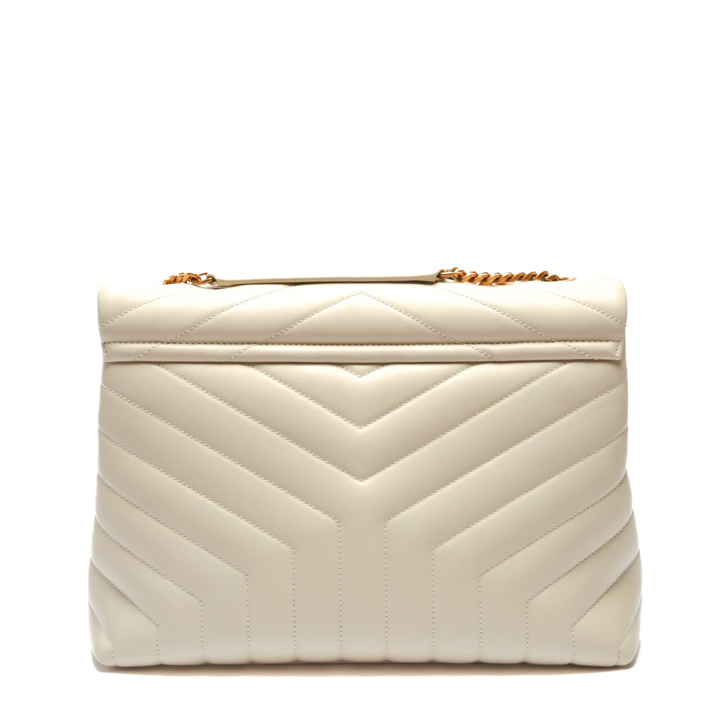 SAINT LAURENT Lou Lou Medium Chain Bag- Blanc Vintage (Off White)