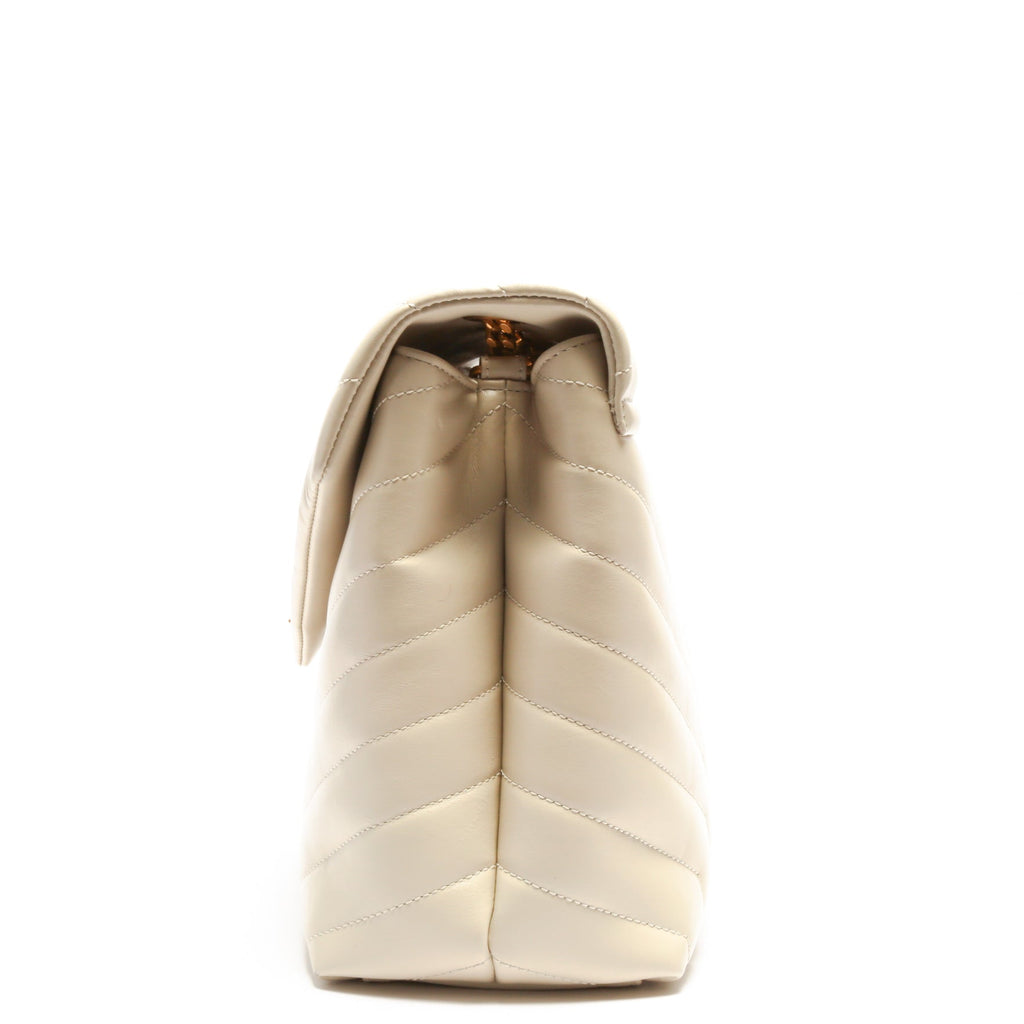 SAINT LAURENT Lou Lou Medium Chain Bag- Blanc Vintage (Off White)