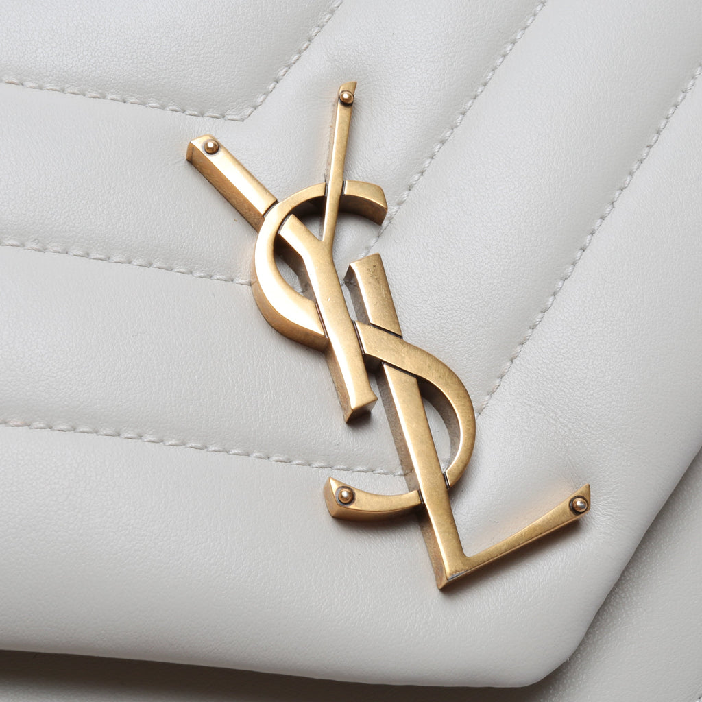 SAINT LAURENT Lou Lou Medium Chain Bag- Blanc Vintage (Off White)